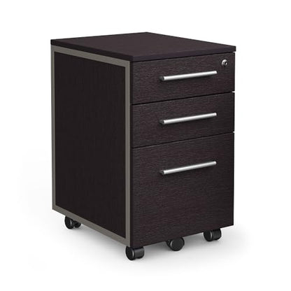 NBF File Cabinet 3 Drawer Mobile Laminate Storage Pedestal, Espresso - color: Brown
