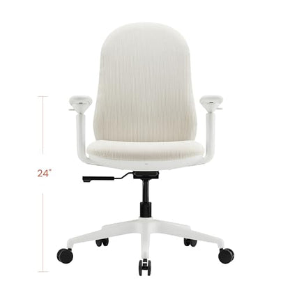 Mochi Chair Petite Ergonomic Chair — Comfortable Ergonomic Chair Designed Specifically for Women and Children, Height-Adjustable Chair is Suitable for Home, Office, and School environments (Cream)