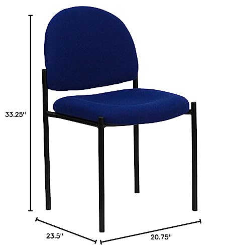 EMMA + OLIVER Navy Fabric Stackable Steel Side Reception Chair - color: Navy Fabric