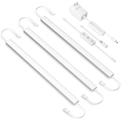 Under Cabinet Lighting Plug in. 3 PCS 12 Inches Likable Slim Bright Light Bars. Dimmable 14W Under Cabinet Lights for Kitchen Over Counter Coffee Station Shelf Closets Warm White 3000K - color: Warm White 3000K, size: 3 Light Bar