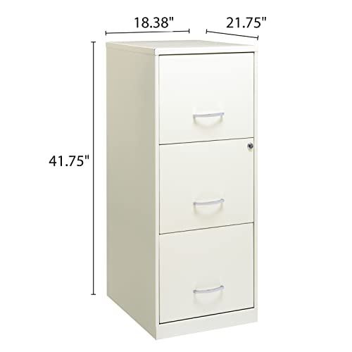 3 Drawer Vertical File Cabinet with Lock, Pearl White