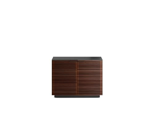 BDI Furniture Corridor Cabinet 8108-39.5'' Credenza for Home or Office with 2 Doors, File Drawer, Storage Drawer, Adjustable Shelf, Satin-Etched Glass Top - Chocolate Stained Walnut - color: Chocolate Stained Walnut, Black, style: 2 Door