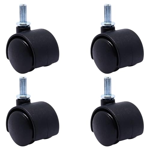 Plastic Caster Wheels 1 Inch, M6 Straight-Grained Rod Swivel Casters Set of 4, Black Nylon Replacement Casters Wheels for Furniture Table Cabinet Office Chair - style: 1 Inch-M6 Straight-grained Rod