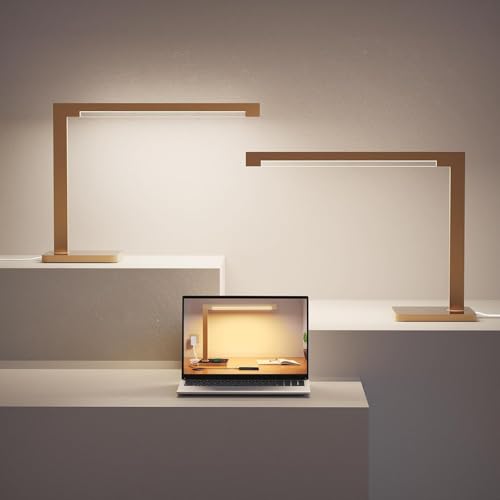 2-Pack Aluminum LED Desk Lamp with Charging Station, Large 15W Table Lamp with Type-C Ports & 4 CCT Modes(3000K-6000K), Dimmable Desk Light for Home Office,Bedroom (Includes Adapter) - color: 2-Pack Gold