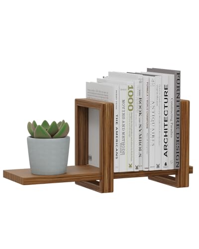 100% Solid Wood Adjustable Desktop Bookshelf, Retro Tabletop Bookshelf, Desk Shelf Holder for Living Room, Home, Office, Perfect for Magazine, Books, Cookbooks, No Tools Required to Assemble (Brown) - color: Brown
