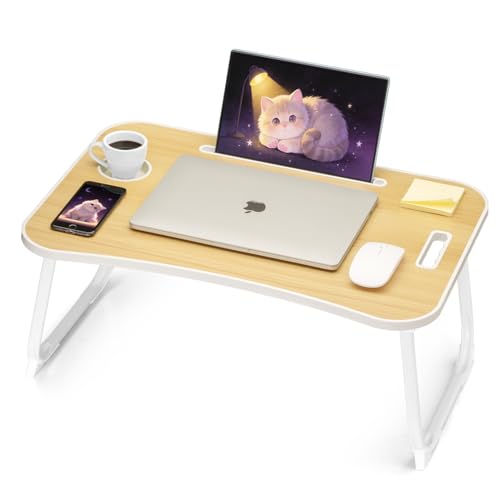 Ruxury Folding Lap Desk Bed Desk Laptop Table Tray, Breakfast Serving Tray, Portable & Lightweight Mini Table for Sofa Couch Floor - Wood - color: Wood