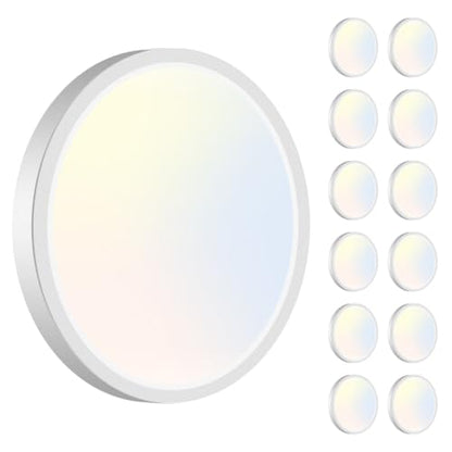 hepside Dimmable Flush Mount Ceiling Light Fixture Black, 3000/4000/6500K Ceiling Lamp, 7.5INCH 15W 1500LM Low Profile Light for Bedroom, Kitchen, Bathroom, Hallway, 12 Pack White - color: White, size: 7.5Inch-12pack