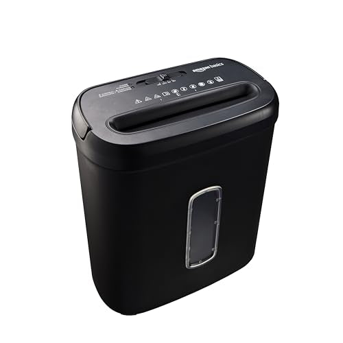 Amazon Basics 8-Sheet High Security Cross Cut Paper and Credit Card Shredder with P-4 Security, Auto Shut-off, Black - color: Black, size: 8 Sheet
