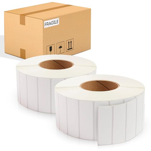 ABC PACK & SUPPLY Thermal Transfer Labels 3 x 1 Inch, White Matte Shipping Labels, 3" Core, Perforated, 5400 Labels per Roll, 4 Rolls, Permanent Adhesive, Industrial Printer Compatible - style: 3" x 1" / 21600 Pack