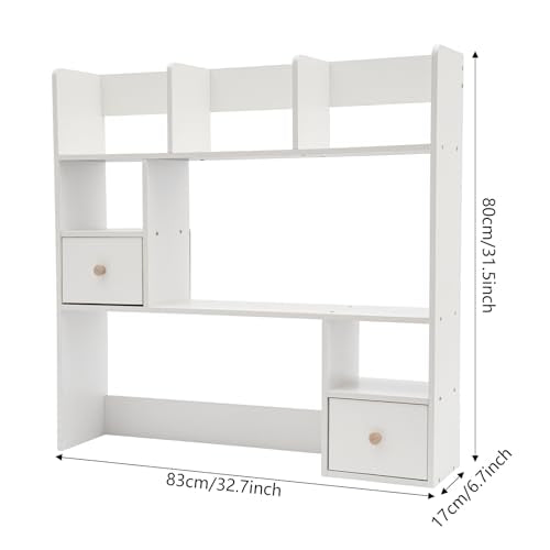 9 Compartments Desktop Bookshelf, White Home Office Desk Storage Organizer New