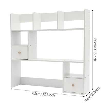 9 Compartments Desktop Bookshelf, White Home Office Desk Storage Organizer New
