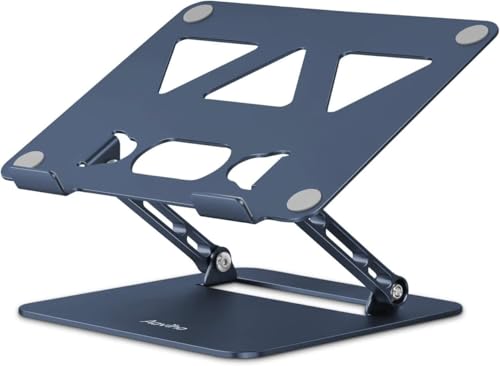 Aoviho Adjustable Laptop Stand for Desk,Portable Laptop Stand Holder and Riser,Foldable Aluminum Notebook Computer Stands for MacBook Air Pro HP Lenovo Dell Samsung Chromebook, 10-15.6 inch,Navy Blue - color: Navy Blue