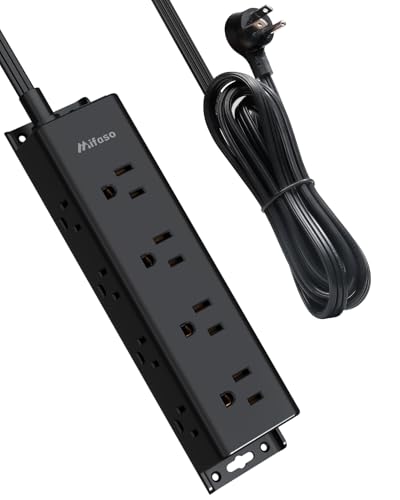 Surge Protector Power Strip, 12 Wide Spaced Multi Outlets, Wall Mount | 3 Side Outlet Extender with Extension Cord, Flat Plug, Overload Protection, Home Office Dorm Room Essentials (5FT, Black) - color: Black