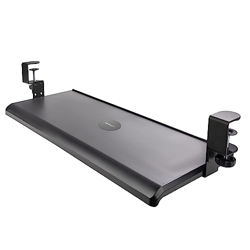 StarTech Under-Desk Keyboard Tray, TAA (Keyboard-Tray-CLAMP1) | Clamp-on Ergonomic Keyboard Holder, Up to 12kg (26.5lb), Sliding Keyboard and Mouse Drawer with C-Clamps, Height Adjustable