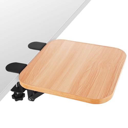 DAJAVE Ergonomics Desk Extender Tray, 9.4x9.1Inch Clamp On Desk Shelf, Foldable Table Extender for Desk, Table Desk Arm Rest, Keyboard Drawer Tray for Office and Home, Workstation Organizer