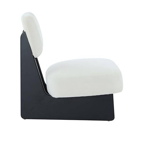 Christopher Knight Home Mores Low Profile Accent Chair Set of 2, Modern Living Room Armless Lounge Chair, Fabric Comfy Reading Chair for Bedroom, Wooden Frame and Thick Padded Seat, Black+White - color: Black+white N