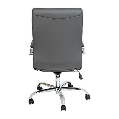 Flash Furniture LeatherSoft Executive Office Chair, Gray/Chrome | 360° Swivel, Height Adjustable, Commercial Grade - color: Gray Leathersoft/Chrome Frame
