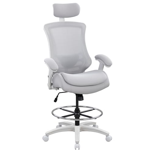 BOLISS Ergonomic Drafting Chair High Back for Standing Desk-Grey - color: Grey Frame Grey Mesh, style: Extended Height