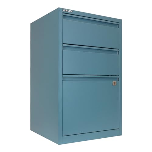 Bisley 3-Drawer Flush Front Vertical File Cabinet - Doulton Blue - color: Doulton Blue, size: 3 Drawer