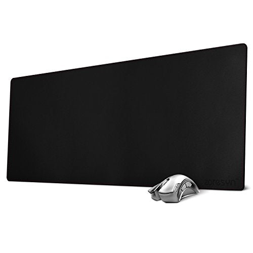 ZORESYN XL Large Mouse Pads (35.4"x15.8") - PU Leather Gaming Mousepad Desk Mat - Nonslip Base and Waterproof Desktop Keyboard Extended Mouse Mat (Black, X-Large) - color: Black, size: 35.4L x 15.8W inches
