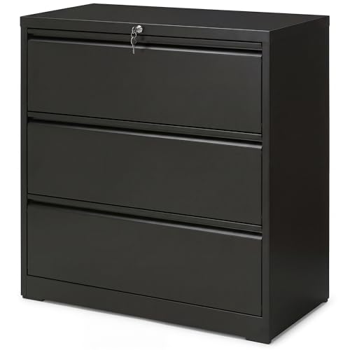 SIMPLI-Magic 3 Drawer Vertical File Cabinet with Lock Metal Filing Storage Cabinet for Home Office Organization Hanging Letter Legal F4 A4 Black - Reliable Design for Everyday Use
