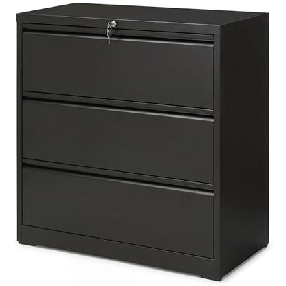 SIMPLI-Magic 3 Drawer Vertical File Cabinet with Lock Metal Filing Storage Cabinet for Home Office Organization Hanging Letter Legal F4 A4 Black - Reliable Design for Everyday Use