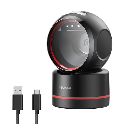 T27H Omnidirectional Auto-Sensing Desktop USB Barcode Scanner, Hands-Free Adjustable Angle 1D/2D QR Code Reader, Plug and Play Wired Scanner for POS, Library and Inventory