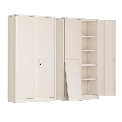 Greenvelly Metal Storage Cabinet, Gray Locking Steel Cabinet with 2 Doors and 4 Adjustable Shelves, 71" Utility Metal Filing Cabinet with Lock for Home Office, Garage, Classroom - color: Grey, size: 71" Storage Cabinet
