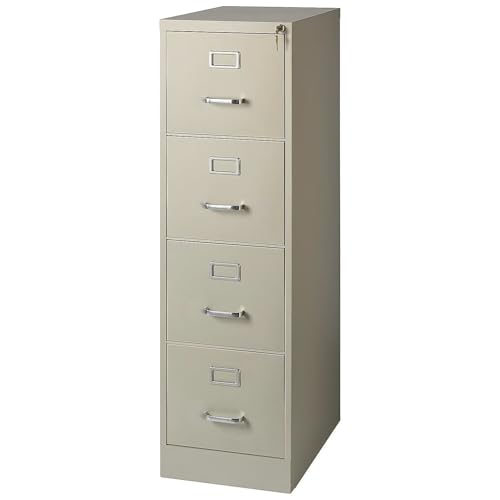 Staples Commercial 4-Drawer Vertical File Cabinet, Letter Size, Lockable, Putty, Steel, 51.97H x 15W x 22D - color: Putty