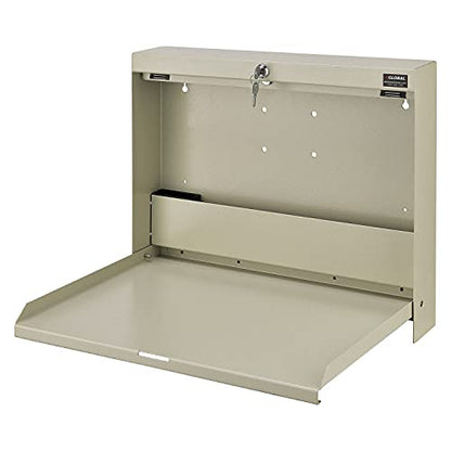 Global Industrial Wall Mounted Fold Down Shop Desk with keyed Lock, 50 Lbs