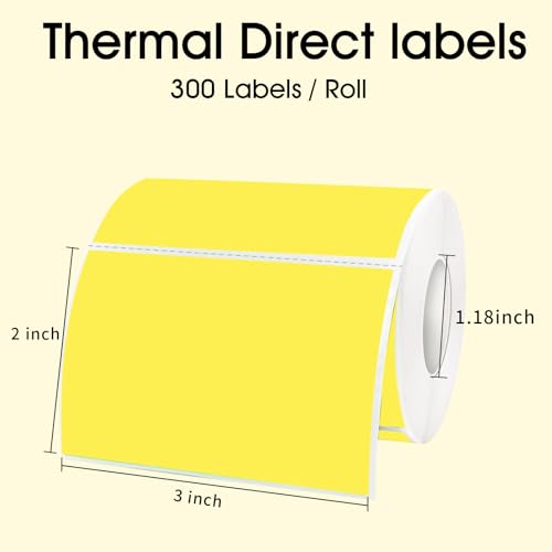 STARLIBOO 3x2 inch Color Direct Thermal Label Stickers for Shipping, Barcode, Address, Compatible with Rollo Label Printer & Zebra Desktop Printers (Yellow) - color: Yellow, size: 2*3 inch/1 roll