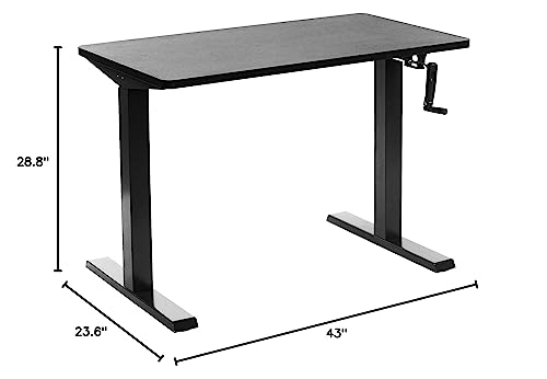 VIVO Manual Height Adjustable 43 x 24 inch Stand Up Desk, Black Solid One-Piece Table Top, Black Frame, Standing Workstation with Foldable Handle, DESK-KIT-MB4B - color: Black Top / Black Frame, size: 43" x 24"