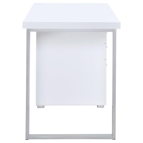 Coaster Brennan 47-Inch Rectangular 3-Drawer Desk with Storage White 800325 - color: White