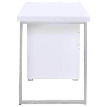 Coaster Brennan 47-Inch Rectangular 3-Drawer Desk with Storage White 800325 - color: White