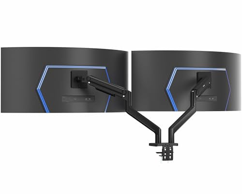 VIVO Heavy Duty Dual Ultra-Wide Monitor Desk Mount, Mechanical Spring Height Adjustable Stand for 2 Ultrawide Screens up to 45 inches, 44 lbs Capacity per Arm, Black, STAND-V200D