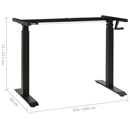 Gecheer Manual Height Adjustable Standing Desk Frame, Hand Crank Black Powder-Coated Steel, for Home Office Workspace, 28.0-44.5 in Height, 23.6 x 63.0 x 44.5 in Dimensions