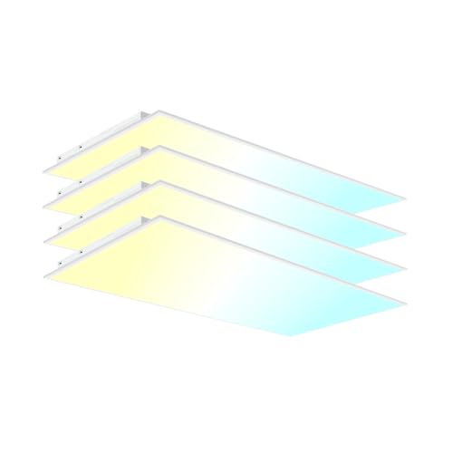 2x4 LED Flat Panel Light LED Drop Ceiling Light Fixture, 5 CCT 5000K Adjustable & 5 Wattage Selectable Recessed Back-Lit Fixture for Office, ETL Listed(4Pack 2x4) - size: 2X4 4Pack