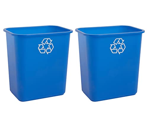 United Solutions 7.7 Gallon Recycling Wastebasket, 2 Pack, Blue, Under Desk | Slim 30.8-quart recycling bins fit small spaces in offices, kitchens, dorms, and homes with an easy-to-clean design - color: Blue, size: 28 Qt - 2 Pack