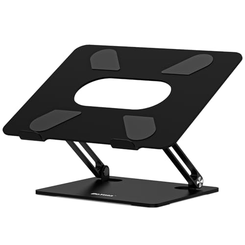 BoYata Laptop Stand, Adjustable Multi-Angle Riser, Up to 17 Inches, Black | Sturdy alloy steel, heat-vent design and silicone pads support laptops up to 17 inches, including MacBook and Surface - color: Black
