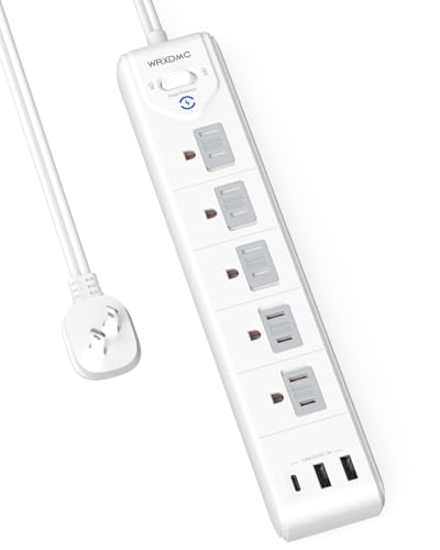 2 Prong Power Strip, WRXDMC 2 Prong to 3 Prong Outlet Adapter with 5ft Cord | Polarized Plug, 1680J Two Prong Surge Protector, 5 AC Outlets & 3 USB, Wall Mountable, Ideal for Non-Grounded Outlets - size: 5 Ft