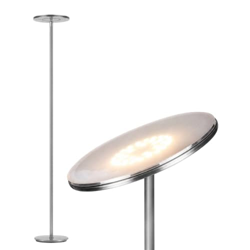 Brightech Sky Flux Dimmable LED Floor Lamp – Super Bright Floor Lamp with 3 Light Modes for Living Room, Office – Torchiere Standing Touch-Lamp, Tall Torch Lamp for Bedroom & Reading - Silver - color: Silver