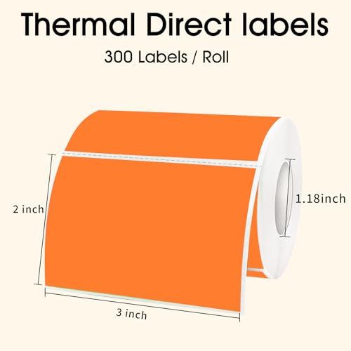 STARLIBOO 3x2 inch Color Direct Thermal Label Stickers for Shipping, Barcode, Address, Compatible with Rollo Label Printer & Zebra Desktop Printers (Orange) - color: Orange, size: 2*3 inch/1 roll