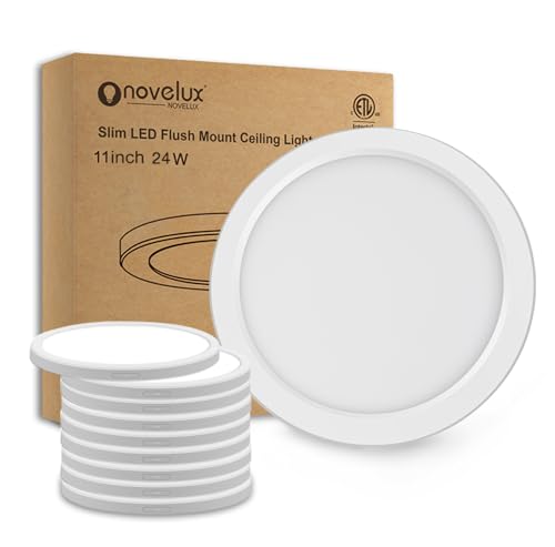 11 in LED Ceiling Light Flush Mount,ETL Listed Ultra Slim 0.63" Thick Round Flat Ceiling Lamp Dimmable 5000K Ceiling Light Fixtures for Bathroom, Kitchen, Closet,10 Pack White - color: 10 Pack White, size: 11 inch