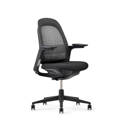 Haworth Breck Ergonomic Office Chair, Home Office Desk Chair, Coal | Computer Desk Chair with Height-Adjustable Lumbar Support, Black Trim, and 4D-Arms - color: Coal, style: Black Trim