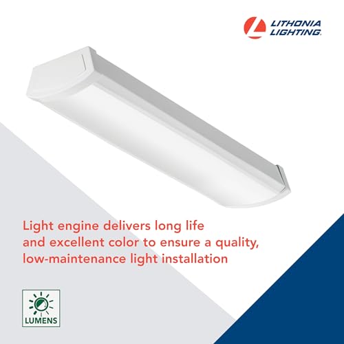 Lithonia Lighting 2 Foot LED Light Fixture, Low-Profile LED Wraparound Flush Mount Ceiling Light, 4000K Cool White, MVOLT, 24-Inch (FMLWL 24 840 ZT MVOLT) - color: 4000K Cool White, size: 24 inches, style: MVOLT