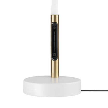 Globe Electric 15" LED Integrated Matte White Desk Lamp with Matte Brass Accent and Adjustable Silicone Gooseneck - color: Matte White, Albert