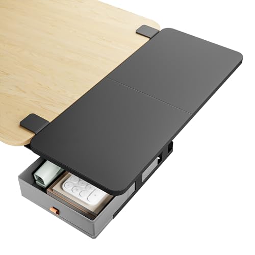 PEGZONE Desk Extender Tray, 28" x 12", with Storage Drawer, Large, Black - color: Black, size: Large