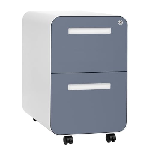 Laura Davidson Furniture Stockpile 2 Drawer Mobile File Cabinet with Lock - Under Desk Metal Filing Cabinet, Legal/Letter File Folders, Wheels and Stationary Feet, Pre-Assembled, Coastal Blue - color: Coastal Blue