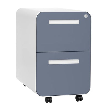 Laura Davidson Furniture Stockpile 2 Drawer Mobile File Cabinet with Lock - Under Desk Metal Filing Cabinet, Legal/Letter File Folders, Wheels and Stationary Feet, Pre-Assembled, Coastal Blue - color: Coastal Blue