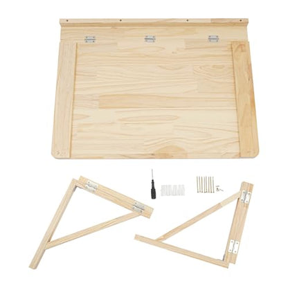 Wall Mounted Folding Table, 31.5x23.6in Fold Down Wall Mounted Desk, Wooden Folding Workbench, Multi-use Foldable Table for Dining Laundry Kitchen Office